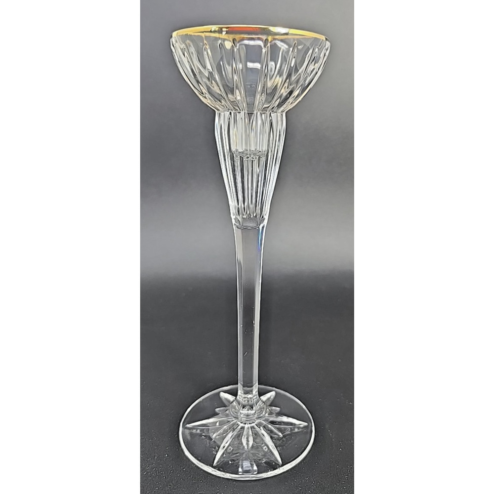 Mikasa Golden Tiara Crystal Candle Taper Holders - Set of Two - 8 3/4 inches U30